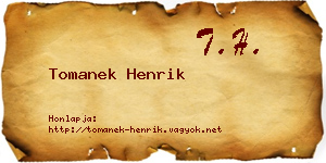 Tomanek Henrik névjegykártya